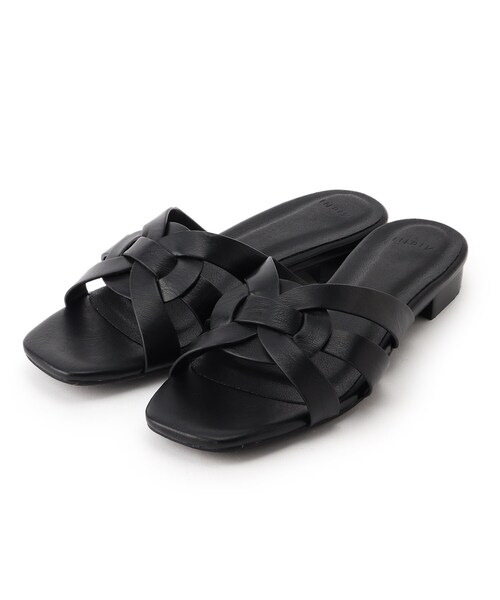 INDIVI（インディヴィ）の「◆クロスフラットミュール（サンダル・レディース・ブラック/ピンク系・35/45/25）」の2枚目の写真