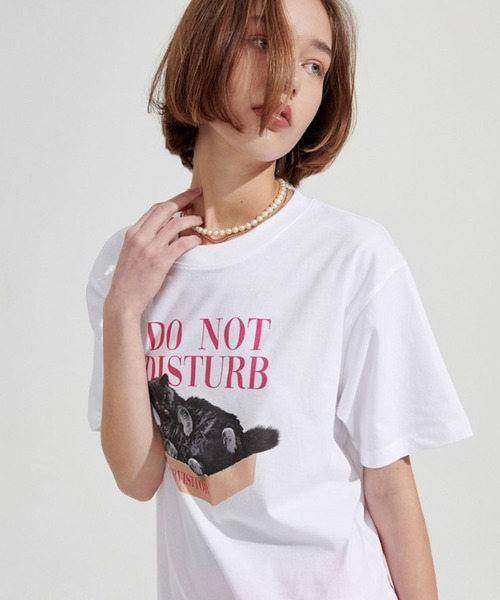 WONDER VISITOR（ワンダービジター）の「WONDER VISITOR／BoxCat overfit T　2276916（Tシャツ/カットソー・レディース・ホワイト/セージグリーン・FREE）」の8枚目の写真