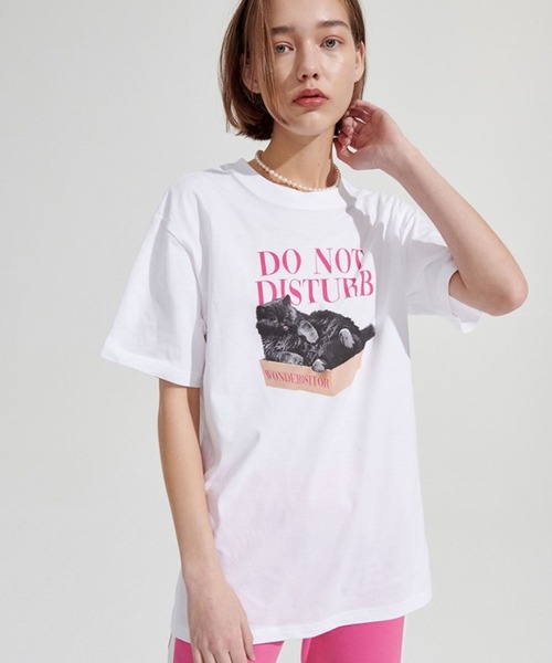 WONDER VISITOR（ワンダービジター）の「WONDER VISITOR／BoxCat overfit T　2276916（Tシャツ/カットソー・レディース・ホワイト/セージグリーン・FREE）」の9枚目の写真