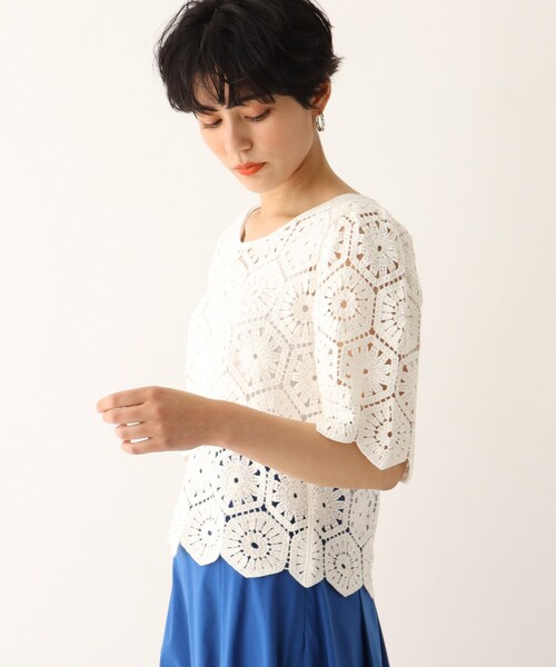 OPAQUE.CLIP（オペークドットクリップ）の「◆【C】かぎ針編み 2wayトップス（シャツ/ブラウス・レディース・ホワイト/ブラック/アイボリー・00）」の4枚目の写真