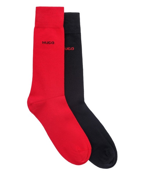 HUGO（ヒューゴ）の「2パック コットンブレンド レギュラーレングス ソックス（ソックス/靴下・メンズ・ブラック×レッド/ブラック/チャコールグレー・39-42/43-46）」の7枚目の写真