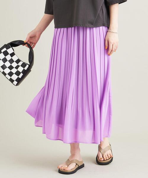 【WEB限定】シフォンプリーツ ロングスカート -ウォッシャブル-