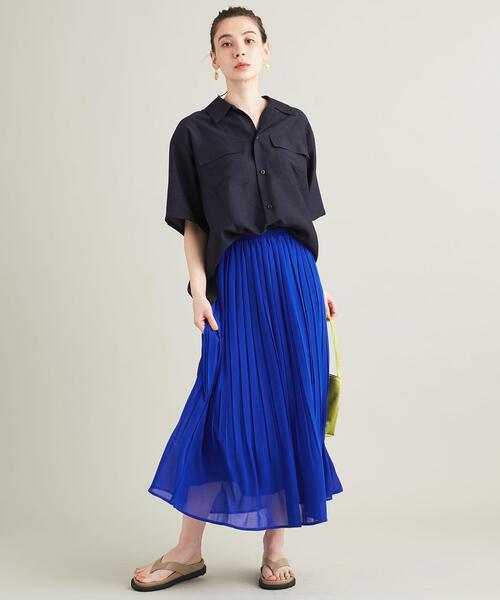 【WEB限定】シフォンプリーツ ロングスカート -ウォッシャブル-