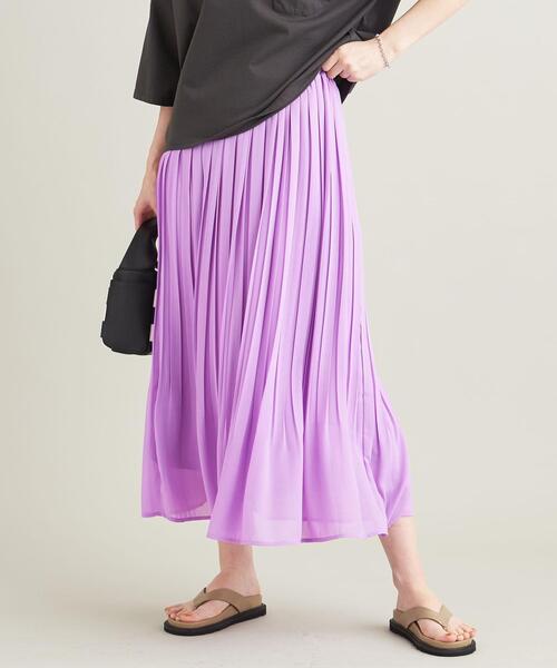 【WEB限定】シフォンプリーツ ロングスカート -ウォッシャブル-
