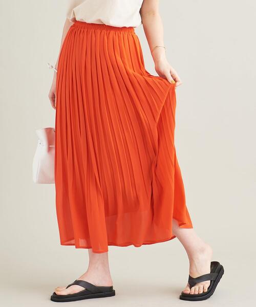 【WEB限定】シフォンプリーツ ロングスカート -ウォッシャブル-