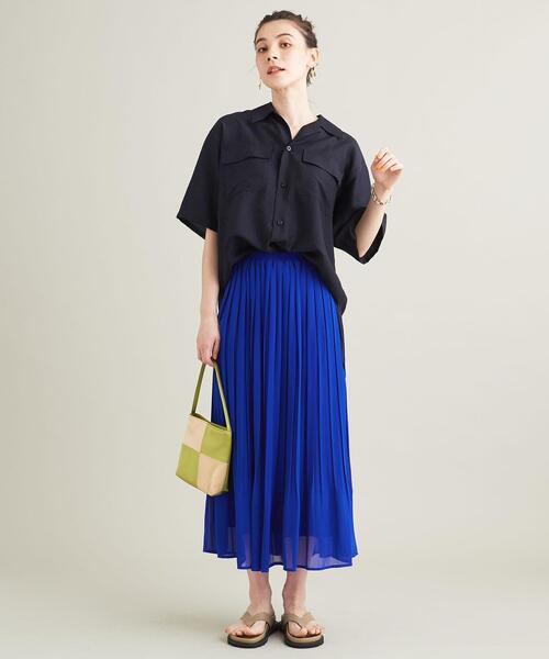 【WEB限定】シフォンプリーツ ロングスカート -ウォッシャブル-