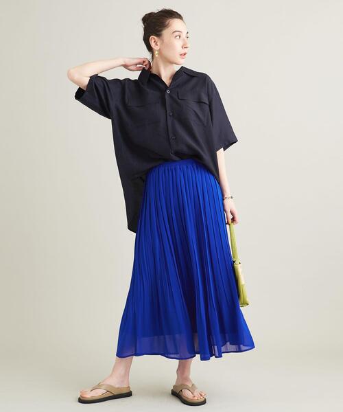 【WEB限定】シフォンプリーツ ロングスカート -ウォッシャブル-