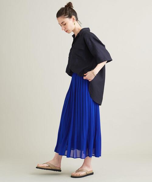 【WEB限定】シフォンプリーツ ロングスカート -ウォッシャブル-