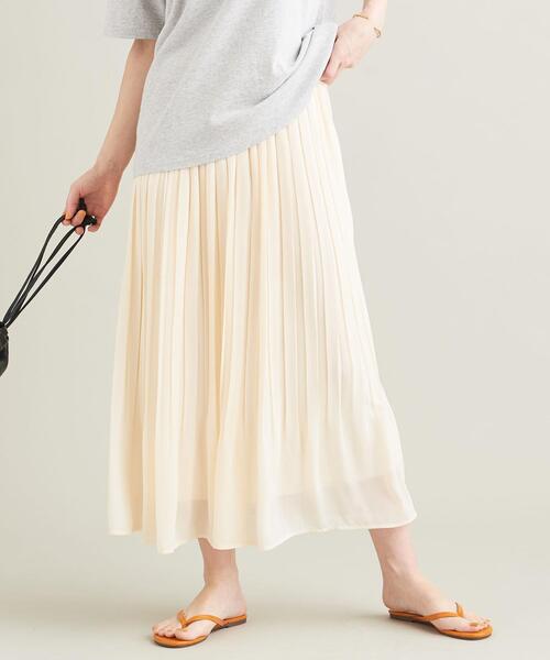 【WEB限定】シフォンプリーツ ロングスカート -ウォッシャブル-