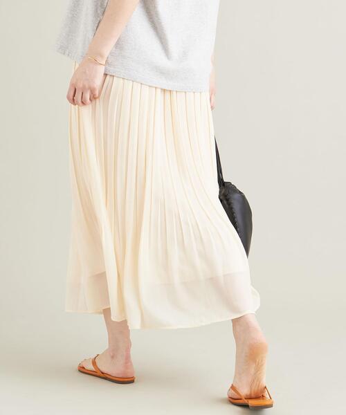 【WEB限定】シフォンプリーツ ロングスカート -ウォッシャブル-