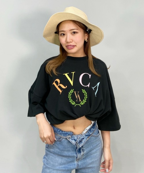RVCA(ルーカ)の「RVCA/ルーカ ビッグシルエット/オーバーサイズ/カレッジ風ロゴTシャツ BC043-244(Tシャツ/カットソー・レディース・ピンク/ブラック/ホワイト・M/S/L)」の3枚目の写真