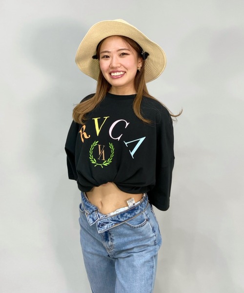 RVCA(ルーカ)の「RVCA/ルーカ ビッグシルエット/オーバーサイズ/カレッジ風ロゴTシャツ BC043-244(Tシャツ/カットソー・レディース・ピンク/ブラック/ホワイト・M/S/L)」の7枚目の写真