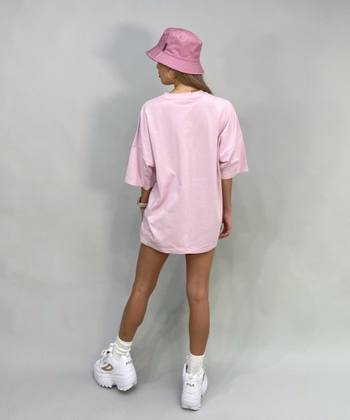 RVCA(ルーカ)の「RVCA/ルーカ ビッグシルエット/オーバーサイズ/カレッジ風ロゴTシャツ BC043-244(Tシャツ/カットソー・レディース・ピンク/ブラック/ホワイト・M/S/L)」の11枚目の写真