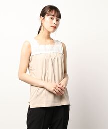 Samansa Mos2 | スクエアレースノースリーブ(Tシャツ/カットソー)