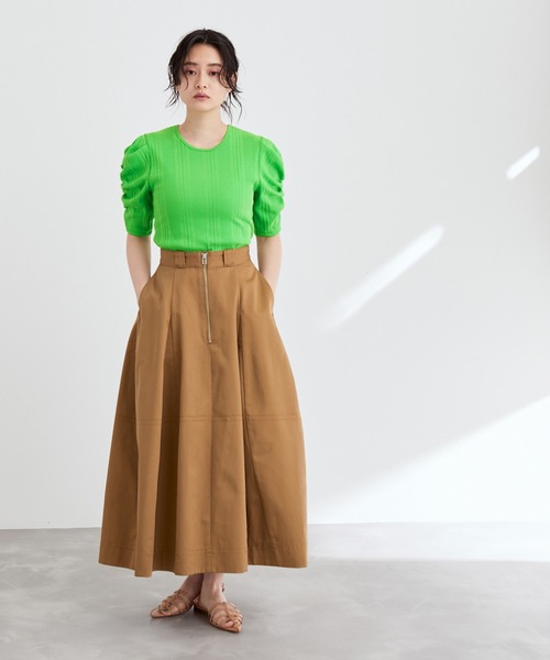 ADAM ET ROPE'（アダムエロペ）の「パフショルダーリブプルオーバー（Tシャツ/カットソー・レディース・ブラック/ピンク/ライトグリーン/キナリ・FREE）」の9枚目の写真