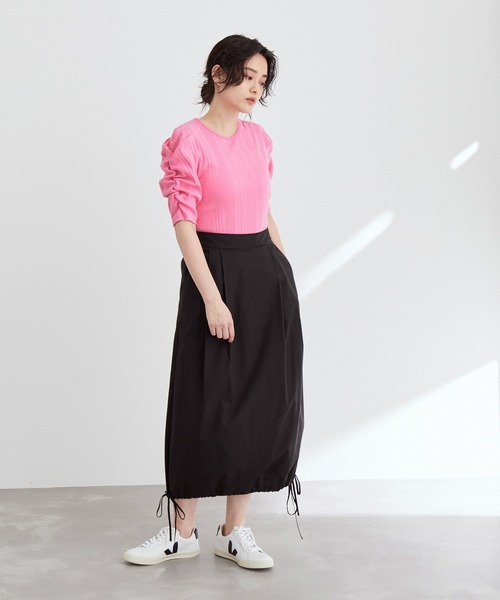 ADAM ET ROPE'（アダムエロペ）の「パフショルダーリブプルオーバー（Tシャツ/カットソー・レディース・ブラック/ピンク/ライトグリーン/キナリ・FREE）」の11枚目の写真