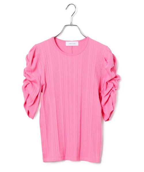ADAM ET ROPE'（アダムエロペ）の「パフショルダーリブプルオーバー（Tシャツ/カットソー・レディース・ブラック/ピンク/ライトグリーン/キナリ・FREE）」の13枚目の写真
