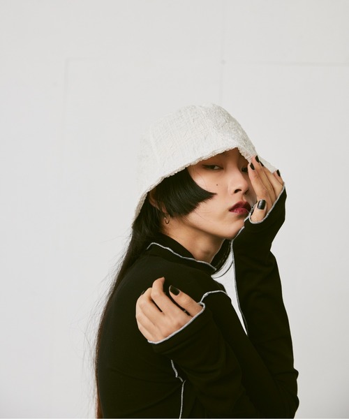 FEKETE（フェケテ）の「JACQUARD BUCKET HAT / 膨れジャガードバケットハット（ハット・レディース・ホワイト/ブラック/グリーン/ライトパープル・FREE）」の5枚目の写真