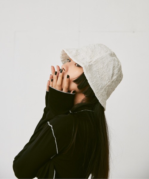 FEKETE（フェケテ）の「JACQUARD BUCKET HAT / 膨れジャガードバケットハット（ハット・レディース・ホワイト/ブラック/グリーン/ライトパープル・FREE）」の11枚目の写真