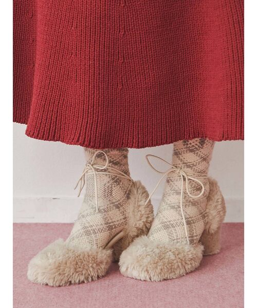 merry jenny（メリージェニー）の「fluffyレースアップパンプス（パンプス・レディース・アイボリー/ブラウン・MEDIUM/LARGE）」の12枚目の写真