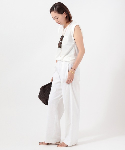 ドゥーズィエムクラス *Stretch twill タックパンツ 38 ホワイト ドゥーズィエムクラス *Stretch twill タックパンツ 38 ホワイト