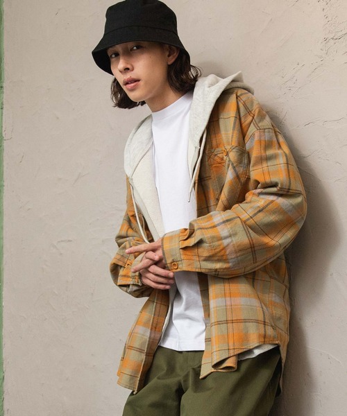 WEGO（ウィゴー）の「WEGO/ヘビーネルBIGチェックシャツ（シャツ/ブラウス・メンズ・ベージュ系その他2/グリーン系その他2・MEDIUM/LARGE）」の11枚目の写真