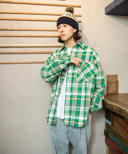WEGO（ウィゴー）の「WEGO/ヘビーネルBIGチェックシャツ（シャツ/ブラウス・メンズ・ベージュ系その他2/グリーン系その他2・MEDIUM/LARGE）」の18枚目の写真