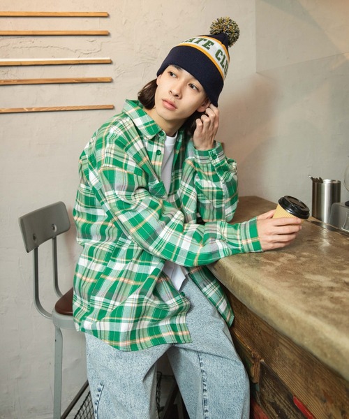 WEGO（ウィゴー）の「WEGO/ヘビーネルBIGチェックシャツ（シャツ/ブラウス・メンズ・ベージュ系その他2/グリーン系その他2・MEDIUM/LARGE）」の9枚目の写真