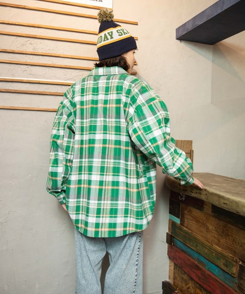 WEGO（ウィゴー）の「WEGO/ヘビーネルBIGチェックシャツ（シャツ/ブラウス・メンズ・ベージュ系その他2/グリーン系その他2・MEDIUM/LARGE）」の6枚目の写真