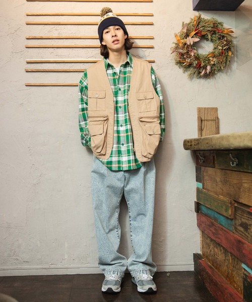 WEGO（ウィゴー）の「WEGO/ヘビーネルBIGチェックシャツ（シャツ/ブラウス・メンズ・ベージュ系その他2/グリーン系その他2・MEDIUM/LARGE）」の15枚目の写真