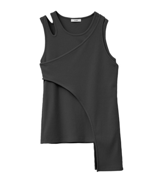 CLANE(クラネ)の「【CLANE/クラネ】2WAY NUANCE CUT TOPS/2WAYニュアンスカットトップス 12105-1222(Tシャツ/カットソー・レディース・ブラック/ベージュ・1)」の2枚目の写真