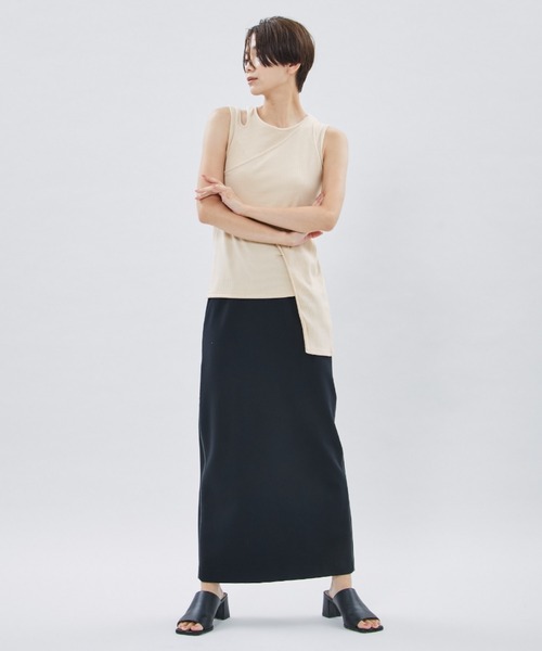 CLANE(クラネ)の「【CLANE/クラネ】2WAY NUANCE CUT TOPS/2WAYニュアンスカットトップス 12105-1222(Tシャツ/カットソー・レディース・ブラック/ベージュ・1)」の19枚目の写真