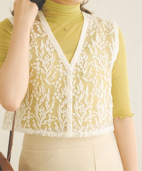 Ambre Neige(アンブルネージュ)の「花柄刺繍シアーベスト/【WEB/EC限定商品】(ベスト・レディース・ベージュ/オレンジ/アイボリー・FREE)」の6枚目の写真