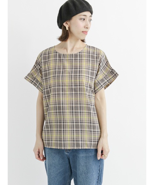 Lugnoncure（ルノンキュール）の「【イージーケア】チェック柄ブラウス（シャツ/ブラウス・レディース・ホワイト/ベージュ/ブルー・ﾌﾘ-）」の2枚目の写真