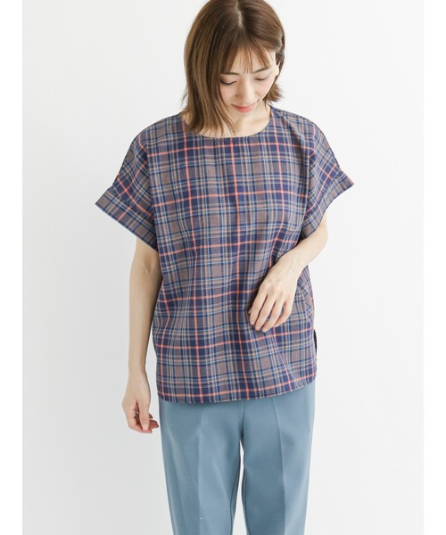 Lugnoncure（ルノンキュール）の「【イージーケア】チェック柄ブラウス（シャツ/ブラウス・レディース・ホワイト/ベージュ/ブルー・ﾌﾘ-）」の3枚目の写真