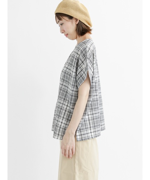 Lugnoncure（ルノンキュール）の「【イージーケア】チェック柄ブラウス（シャツ/ブラウス・レディース・ホワイト/ベージュ/ブルー・ﾌﾘ-）」の5枚目の写真