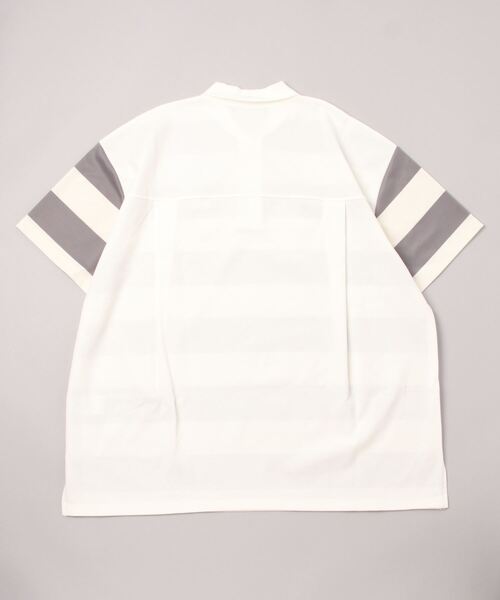 ESC STUDIO（イーエスシースタジオ）の「【ESC STUDIO/イーエスシースタジオ】stripe short sleeve polor shirt/ストライプ 半袖 ポロシャツ オーバーサイズ ボーダーポロシャツ（ポロシャツ・メンズ・ブラック/グレー・ONE SIZE）」の13枚目の写真