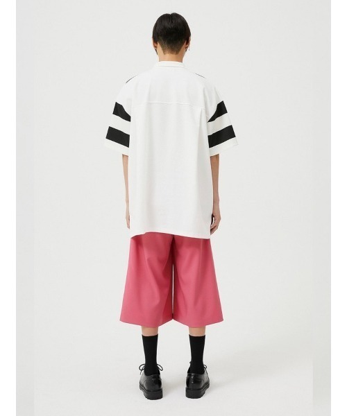 ESC STUDIO（イーエスシースタジオ）の「【ESC STUDIO/イーエスシースタジオ】stripe short sleeve polor shirt/ストライプ 半袖 ポロシャツ オーバーサイズ ボーダーポロシャツ（ポロシャツ・メンズ・ブラック/グレー・ONE SIZE）」の5枚目の写真