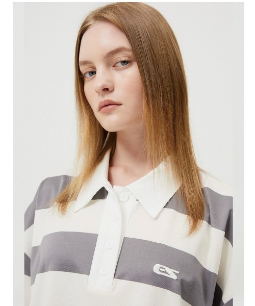 ESC STUDIO（イーエスシースタジオ）の「【ESC STUDIO/イーエスシースタジオ】stripe short sleeve polor shirt/ストライプ 半袖 ポロシャツ オーバーサイズ ボーダーポロシャツ（ポロシャツ・メンズ・ブラック/グレー・ONE SIZE）」の19枚目の写真