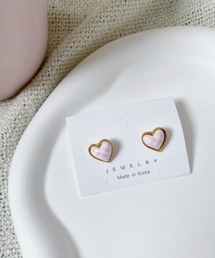 チェックハートピアス