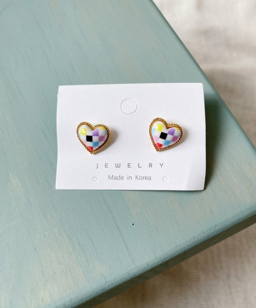 at12:03（アットイチニーゼロサン）の「チェックハートピアス（ピアス（両耳用）・レディース・ブラック/パープル/レッド/ピンク/ブルー/その他1・FREE）」の15枚目の写真