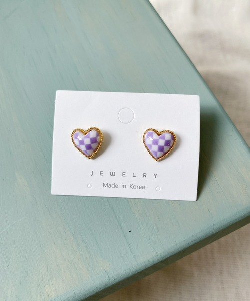 at12:03（アットイチニーゼロサン）の「チェックハートピアス（ピアス（両耳用）・レディース・ブラック/パープル/レッド/ピンク/ブルー/その他1・FREE）」の12枚目の写真
