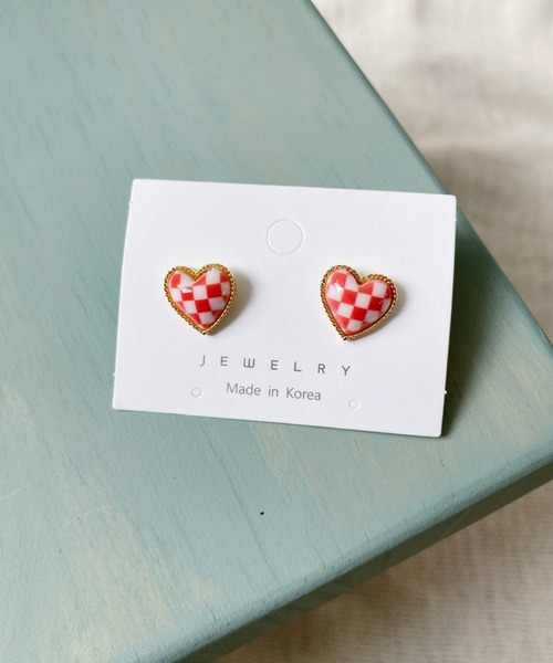 at12:03（アットイチニーゼロサン）の「チェックハートピアス（ピアス（両耳用）・レディース・ブラック/パープル/レッド/ピンク/ブルー/その他1・FREE）」の14枚目の写真