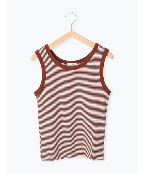 ehka sopo（エヘカソポ）の「細ボーダーリンガータンクトップ（タンクトップ・レディース・グリーン/パープル/ブラウン/ブラック・ﾌﾘ-）」の21枚目の写真