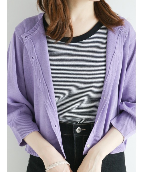 ehka sopo（エヘカソポ）の「細ボーダーリンガータンクトップ（タンクトップ・レディース・グリーン/パープル/ブラウン/ブラック・ﾌﾘ-）」の2枚目の写真