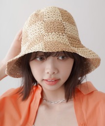 SPINNS | チェックデザイン ストローハット(ハット)