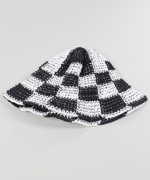 SPINNS（スピンズ）の「チェックデザイン ストローハット（ハット・レディース・ベージュ/ホワイト・ONESIZE）」の8枚目の写真