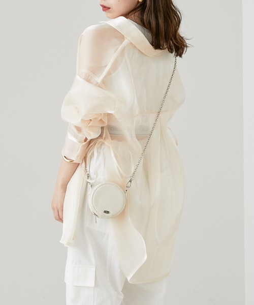 Chico（チコ）の「サイドスリットシアーグロスシャツ（シャツ/ブラウス・レディース・ピンク/アイボリー/グレイッシュベージュ/グレー・FREE）」の7枚目の写真