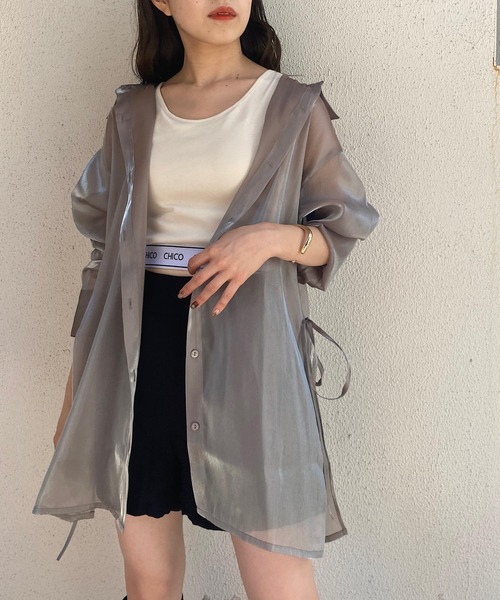 新品タグ付 アルチビオ ♡ フリルデザインノースリーブシャツ 黒×白 フリル付き冷感ノースリーブブラウス|アルチビオ-アウトレット