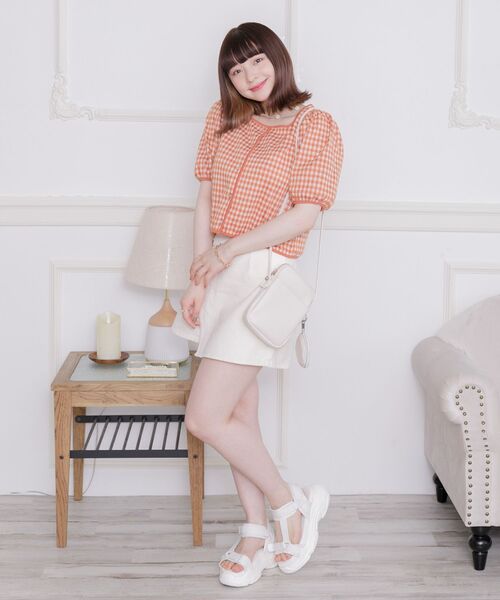 ems excite(エムズエキサイト)の「スクエアギンガムCT(Tシャツ/カットソー・レディース・ホワイト系その他/オレンジ系その他2/グリーン系その他2・FREE)」の11枚目の写真